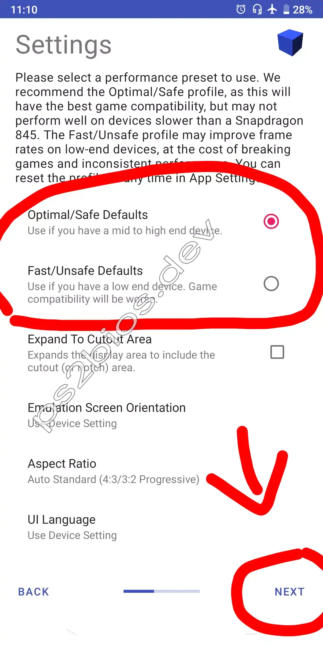 AetherSX2 Settings Selection - Optimal/Safe