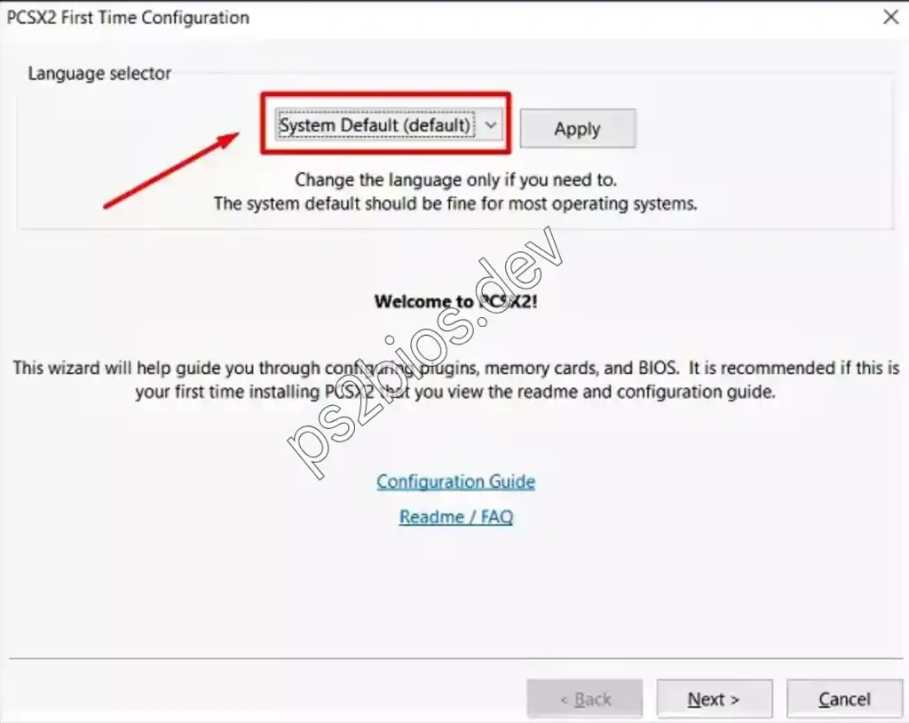 PCSX2 Setup - Import BIOS screen